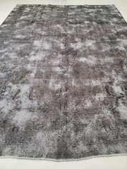 Antique Oriental Hand-Knotted Wool Area Rug Distressed Charcoal 9’7″ x 12’9″