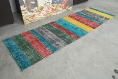 2×7 runner rug handmade vintage turkish rug runner oushak oriental carpet,197