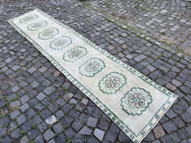 Bohemian rugs, Runner rug, Handmade, Turkish rug, Vintage, Wool | 2,5 x 11,4 ft gallery