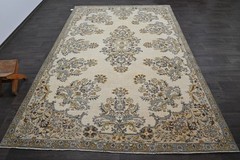 Oushak Turkish Vintage Rug 7×11 Kilim Rug Anatolian Handmade Boho Decor BEIGE