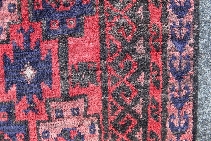 Vintage Hand Made Traditional Oriental Wool Red Short Runner 151x63cm gallery