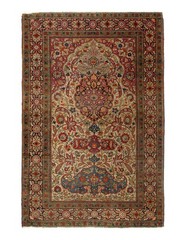 Beige Antique Hand-Knotted Wool Rug 4’4″x 6’7″