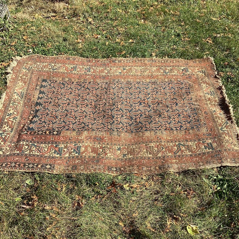 Vintage Antique Rug 68" x 52" Geometric Muted Colors gallery