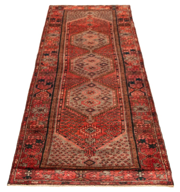 3'7" x 10'2" Vintage Hand-knotted Runner Rug Traditional Oriental Wool Carpet gallery