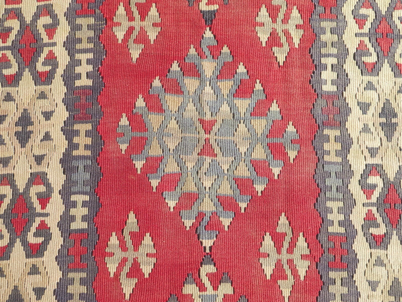 Turkish Area Rug Handmade Kilim Wool Rug Tribal Floor Carpet Boho Carpet 44"x78" gallery