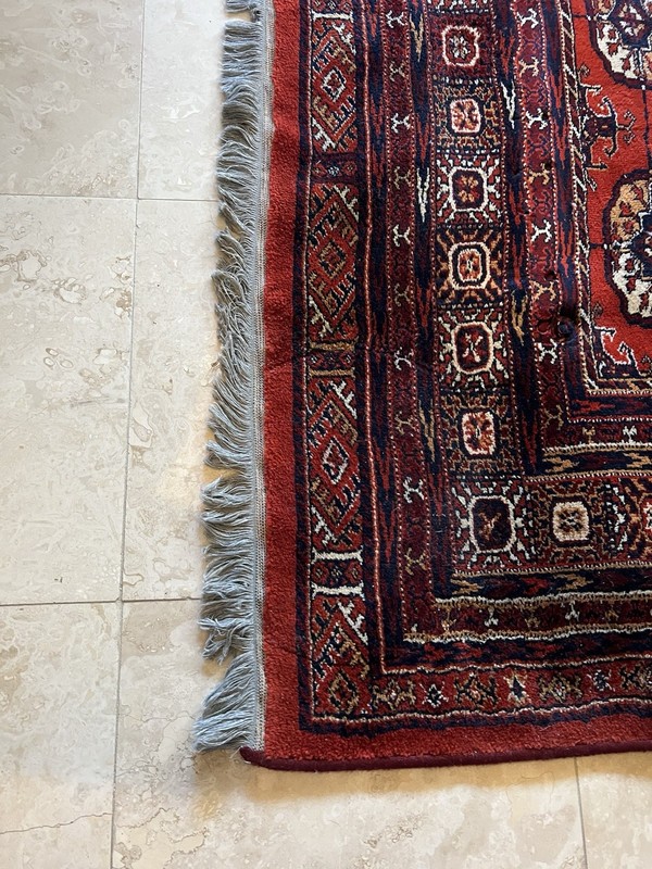 Exceptional Hand-Knotted Kazakhstan Bokhara Wool Rug - Red Field - 11'2" X 8'3" gallery