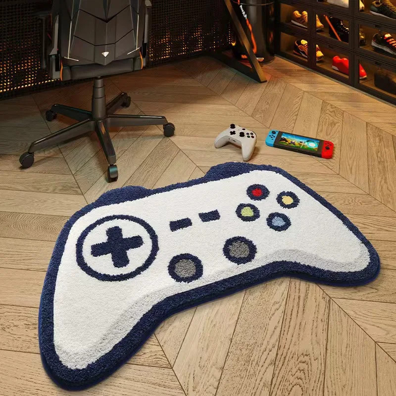 Retro Console Carpet, Geometric Game Controller Rug, Non-Slip Floor Room Mat gallery