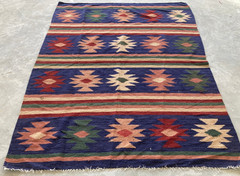 Vintage Traditional Handmade Authentic Turkish Wool Kilim Floor Rug 203×160 cm