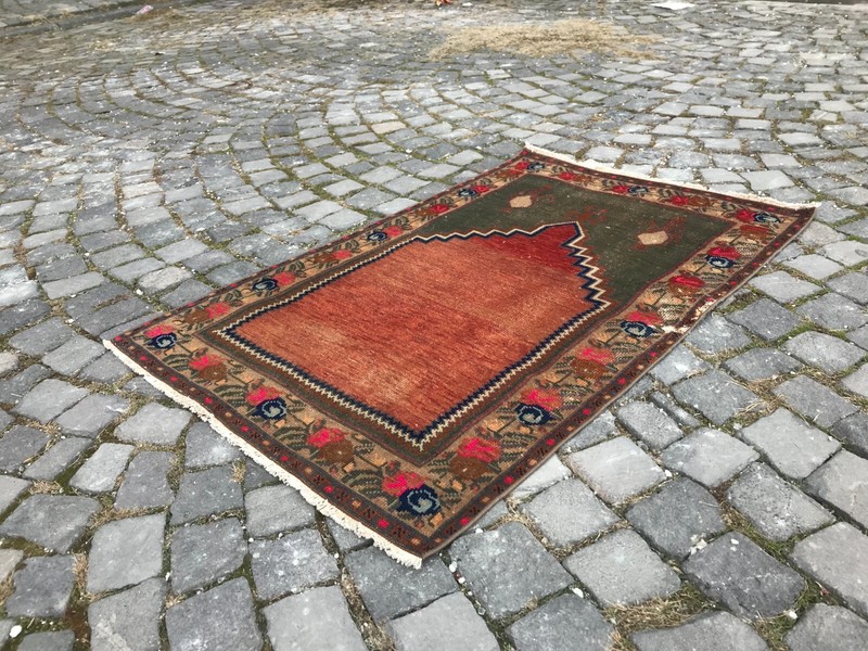 Turkish Antique rug Bohemian Area rug Oushak rug Vintage Rug Handmade Wool rug gallery