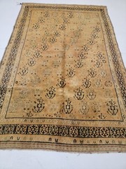 Antique Oriental Hand-Knotted Wool Area Rug Beige/Brown/Ivory 5’2″ x 7’10”