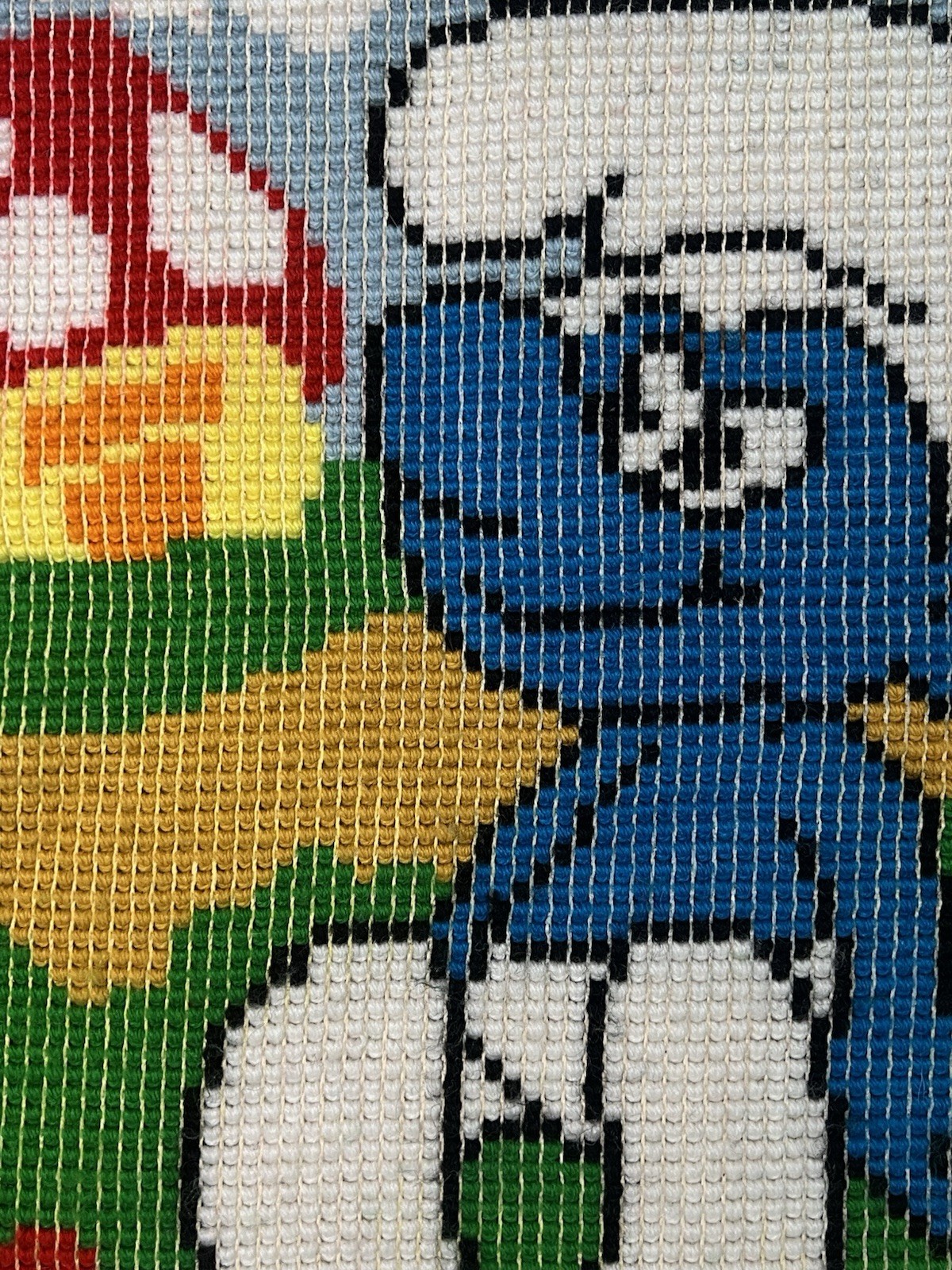 Vintage Smurf Rug Handmade Carpet Multicolor 1980s Circa gallery