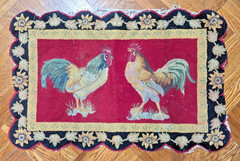 VTG C&F Home French Country Rooster Hooked Rug Farmhouse Kitchen Decor Tapestry