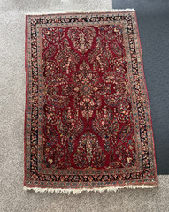 Vintage Hand-Knotted Sarouk Rug– 41″×60″ –Wool on Cotton – Tree of Life
