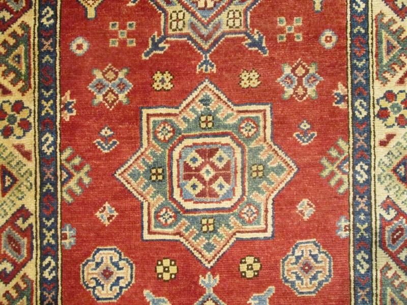 18' FEET RUNNER AFGHAN-REFUGEE Vegetable-Dye HANDMADE-KNOTTED WOOL RUG 586305 gallery