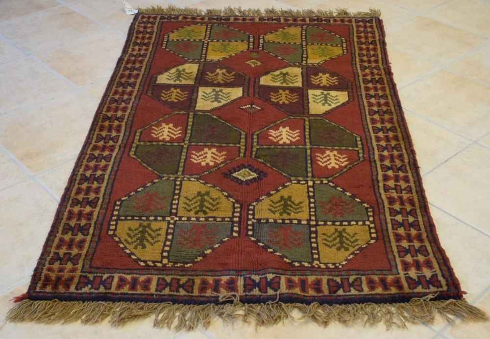 3'9 x 6 Geometric S Antique Tribal Handmade All Wool Rug 4 x 6 Oriental Carpet