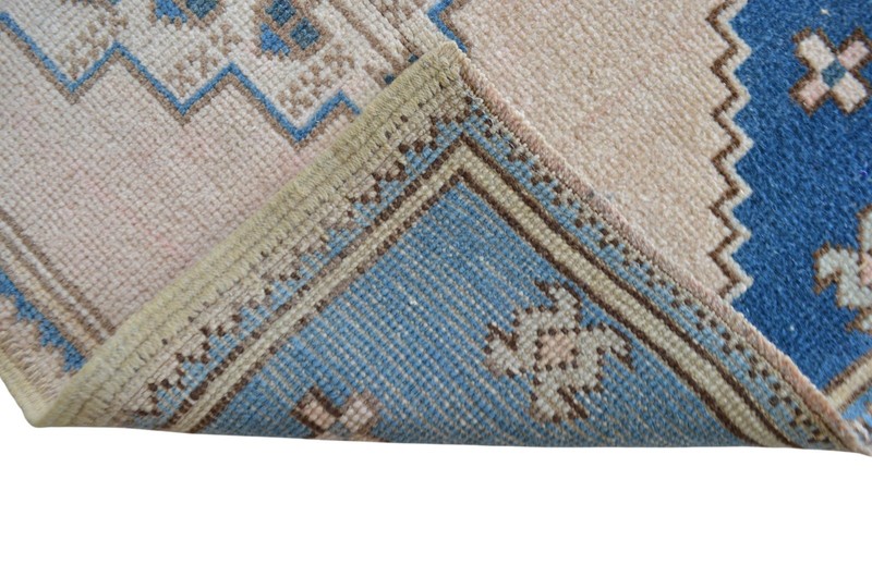 Vintage Turkish Rug Small HandKnotted Wool Door Mat Boho Pink, 2x4 ft approx gallery