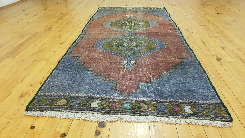 Exquisite Antique 1940-1950's Natural Colors Wool Pile Tribal Rug 2’10”x 6’8”