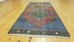 Exquisite Antique 1940-1950’s Natural Colors Wool Pile Tribal Rug 2’10”x 6’8”