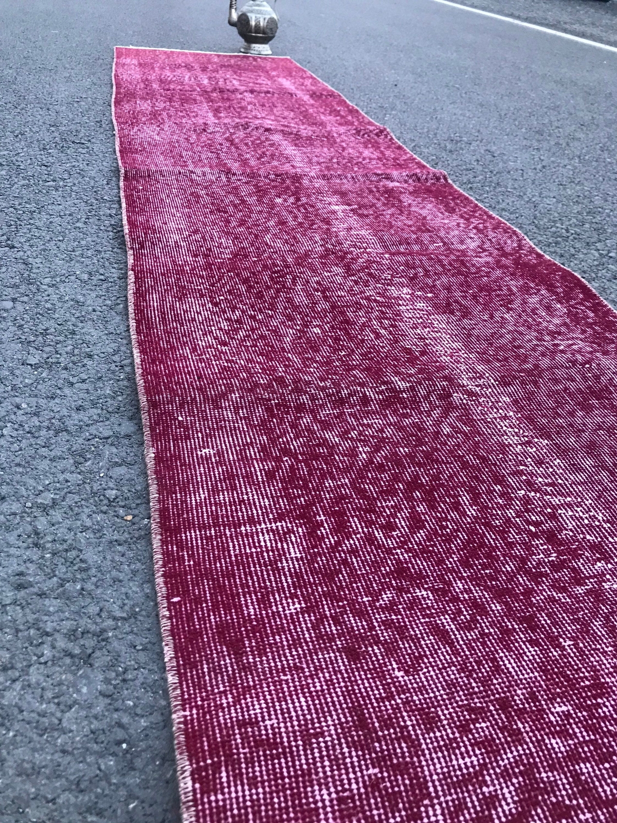 Vintage Runner Rug , Handmade Runner Rug , Overdyed Runner Rug , Burgundy Runner gallery
