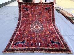 1940s Antique Caucasian Abadeh Rug 4×5 Hand Knotted Persian Style Tribal Carpet