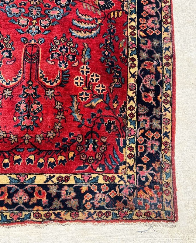 EXTRAORDINARY, BOLD, COLORFUL, SOFT, ANTIQUE 1920 SAROUGH RUG. gallery
