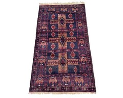 Vintage Afghan Baluchi panel rug 3’7 x 6’2 wool tribal oriental area rug