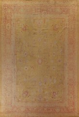 Antique Pre-1900 Vegetable Dye Oushak Turkish 12’x14′ Area Rug Palace Handmade