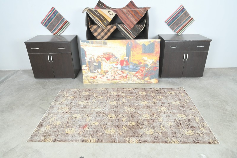 4x7 Turkish Antique Rug Anatolian Hand-Knotted Vintage Oushak Small Carpet,1488 gallery