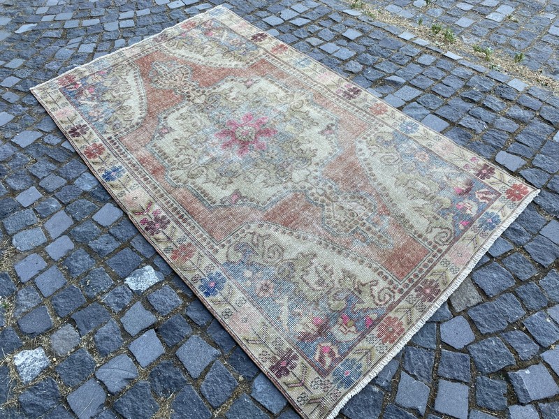 Vintage Turkish Rug, Hand-Knotted Wool, Terracotta Beige Muted Area Rug gallery