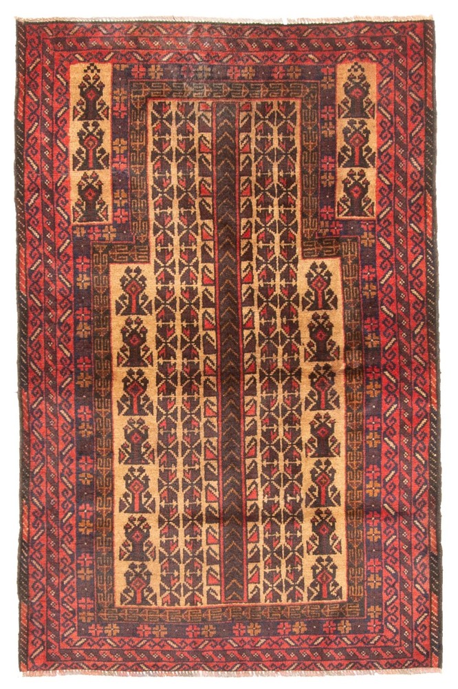 Vintage Hand-Knotted Area Rug 2'10" x 4'6" Traditional Wool Carpet
