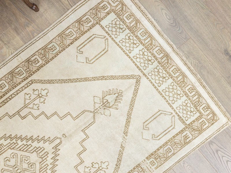 Antique Oushak Turkish Traditional Rug,Muted Neutral Large Runner,3'7''x7'5'' ft gallery