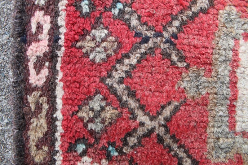 Vintage Worn Hand Made Traditional Oriental Wool Red Long Runner 257x63cm gallery