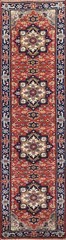 Geometric Heriz Serapi Indian Runner 2′ 6″ x 9′ 7″ Rug Hand-knotted Wool Carpet