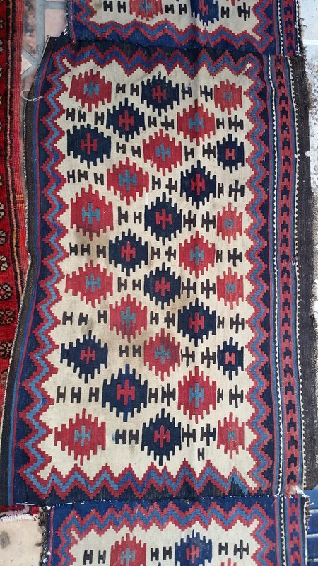 Antique Caucasian Shirvan carpet kilim mafrash bag face gallery