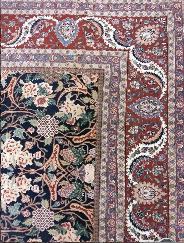 Chinese Wool Silk Area Rug New Rare Beauty 10 X 14 Ft Elegance Dark Blue Rare gallery