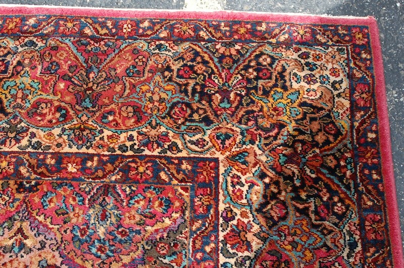ANTIQUE EARLY KARASTAN KIRMAN MULTI_COLOR PANEL PATTERN #717 RUG CARPET 8'8"X12' gallery