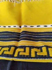 Yellow & Black Vintage Hand-Woven Greek Rug/Tapestry