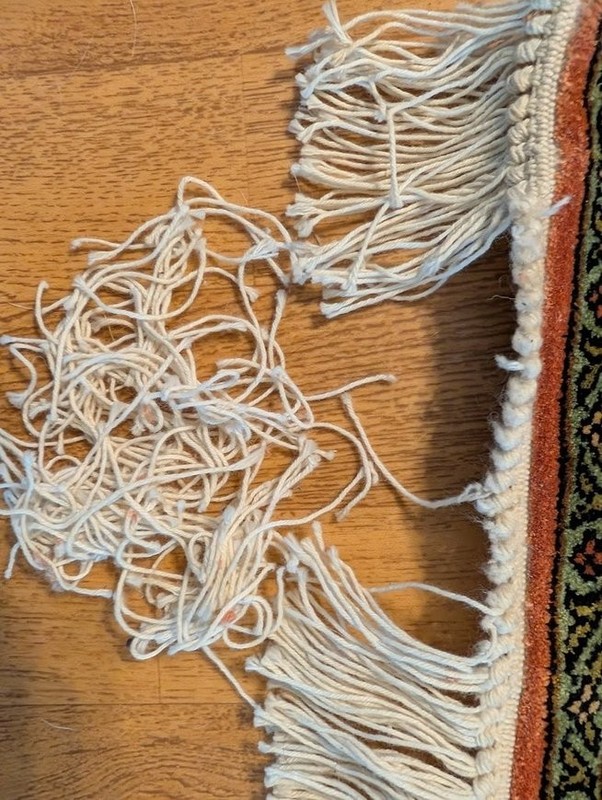 Hand-knotted, Feraghan 4'x6' Wool/Silk Rug, minor dmg, no walk on, or smoking gallery