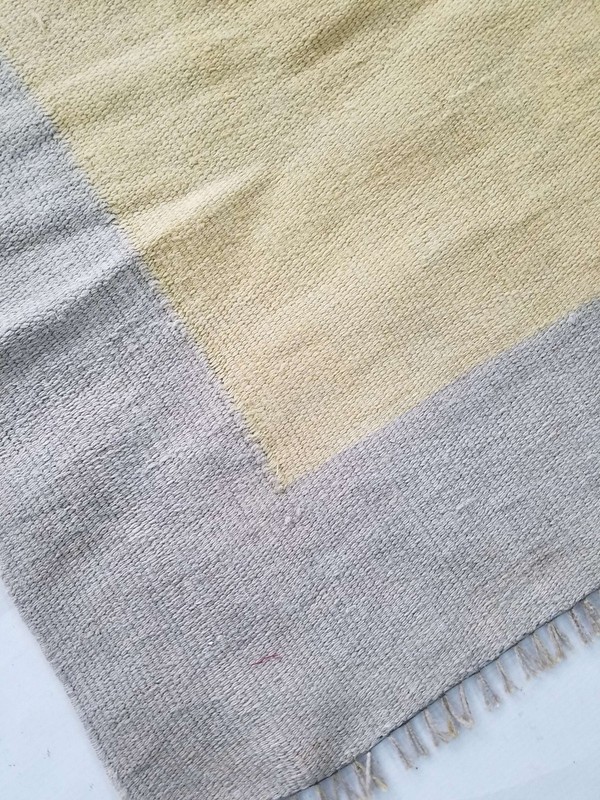 Vintage Handmade Traditional Yellow Grey Kilim Floor Rug Carpet 157x117cm gallery