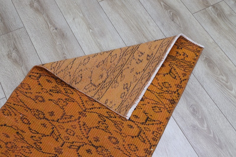 Turkish Orange Runner Rug Anatolian Handmade Hallway Carpet Ethnic Decor 2x10ft gallery