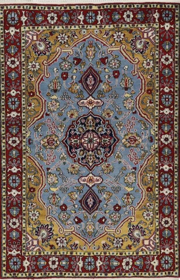 306 X 5.03ft Authentic Qumm Area Rug Oriental Knotted Rare Pile Antique Blue A+ gallery
