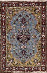 306 X 5.03ft Authentic Qumm Area Rug Oriental Knotted Rare Pile Antique Blue A+