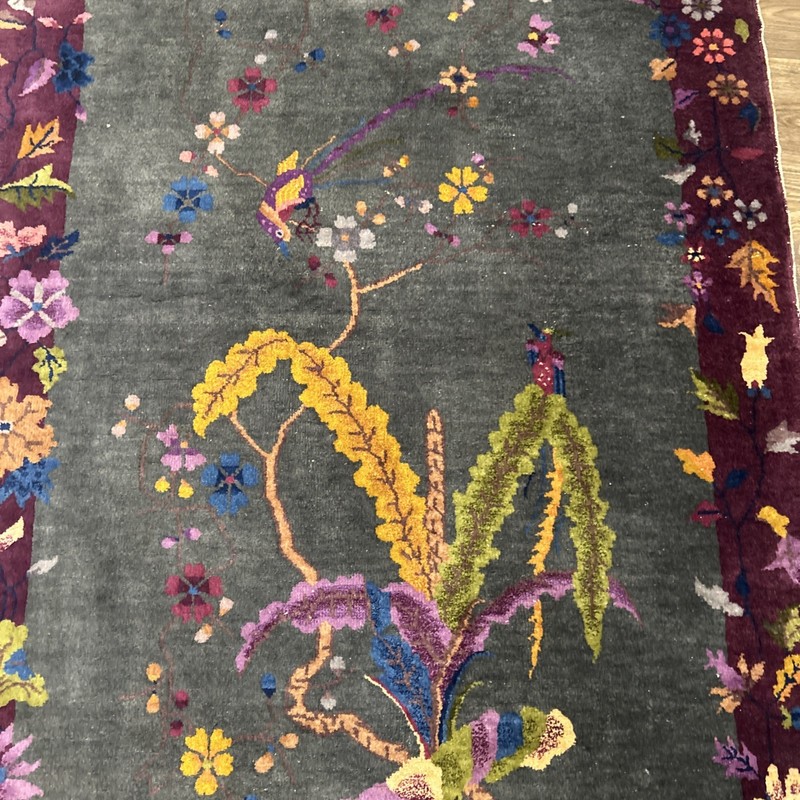 Vintage Chinese Art Deco Rug 6’10” x 4’1” – Floral Handmade Wool Oriental Carpet gallery