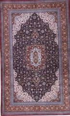 4.4 X 7 Authentic Qumm Area Rug Oriental Knotted Rare All Silk Pile Dark Blue A+