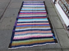 Vintage Traditional Hand Made Oriental Cotton Blue Large Kilim 233x125cm