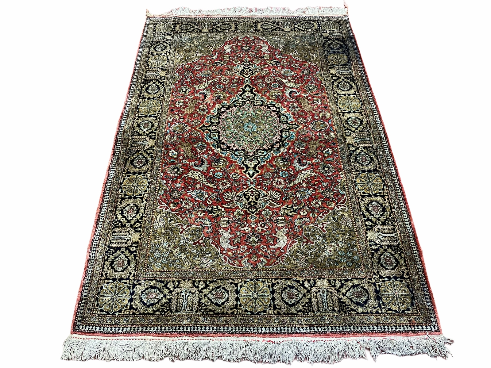 3' X 5' Vintage Fine Hand Made Turkish Oriental Silk Rug 400 KPSI Wow gallery