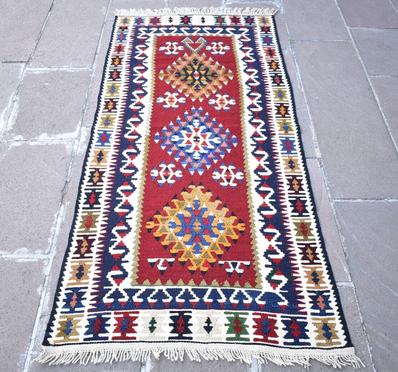 Turkish Kayseri Rug 32'' x 69'' Anatolian Yahyali Rug Organic Wool Area Rug gallery