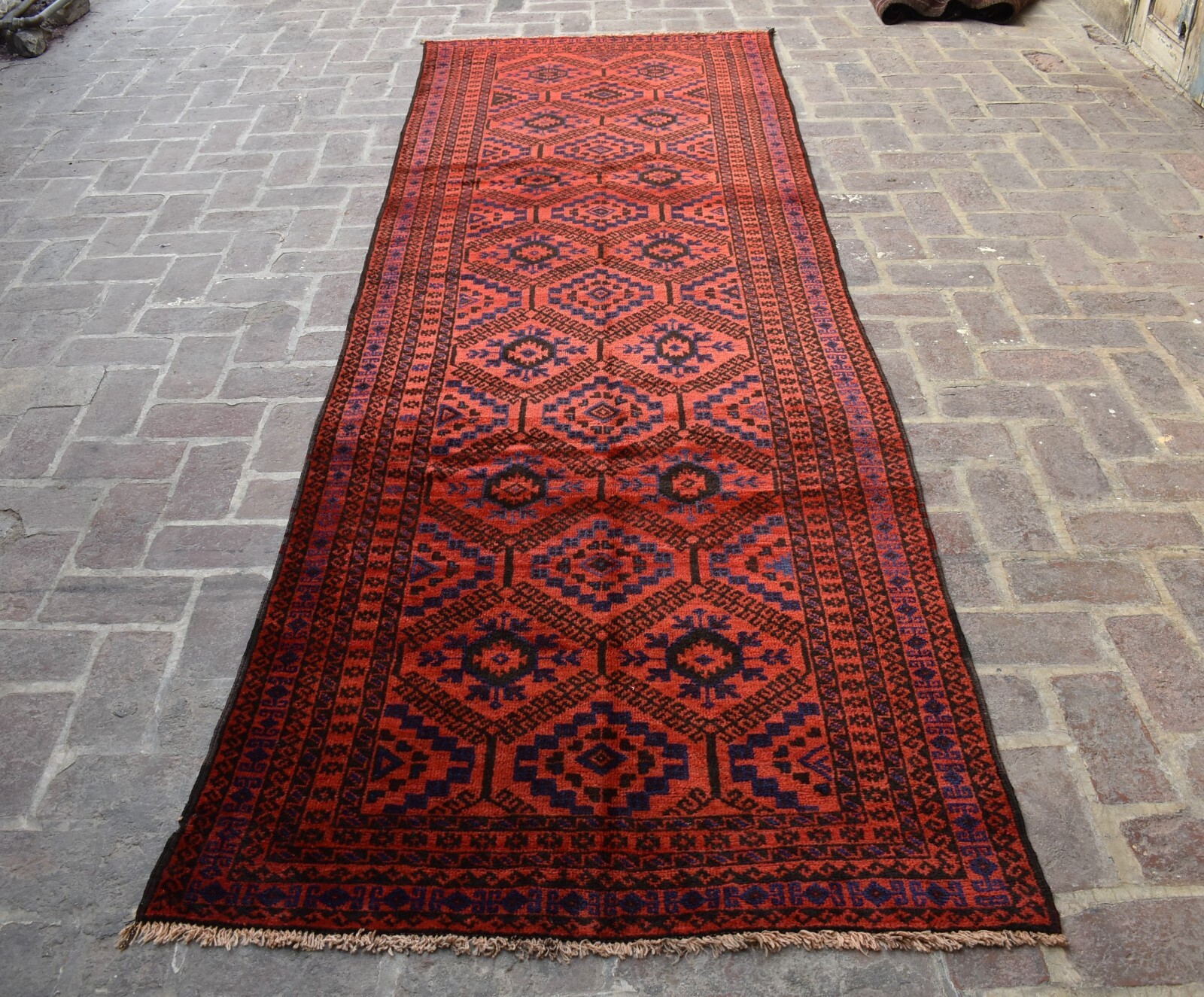 4x12 ft Vintage Afghan Baluchi Oriental Runner Rug Hand Knotted Wide Hallway Rug gallery