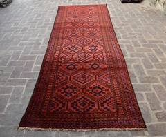4×12 ft Vintage Afghan Baluchi Oriental Runner Rug Hand Knotted Wide Hallway Rug