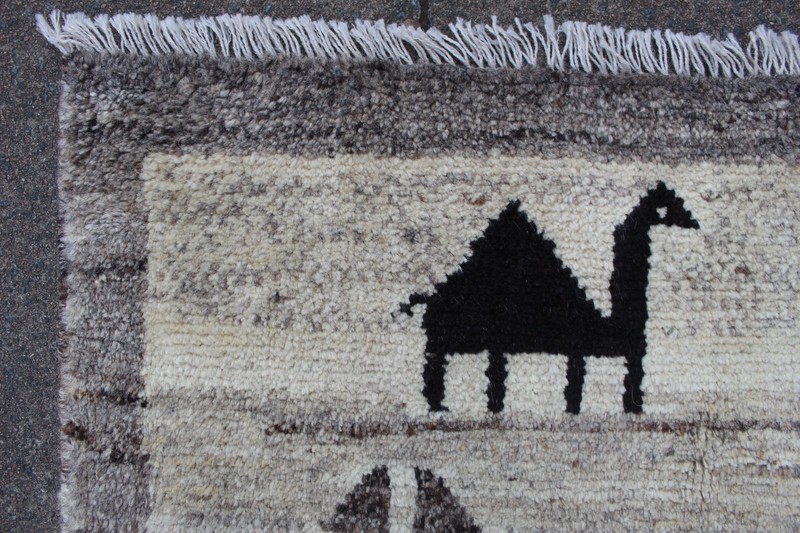 Vintage Traditional Hand Made Oriental Gabbe Wool White Brown Grey Rug 194x153cm gallery